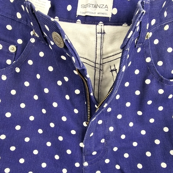 SOSTANZA High Waisted Vintage 80s Shorts Polka-dot Navy/White Womens Size 7 - Picture 5 of 13